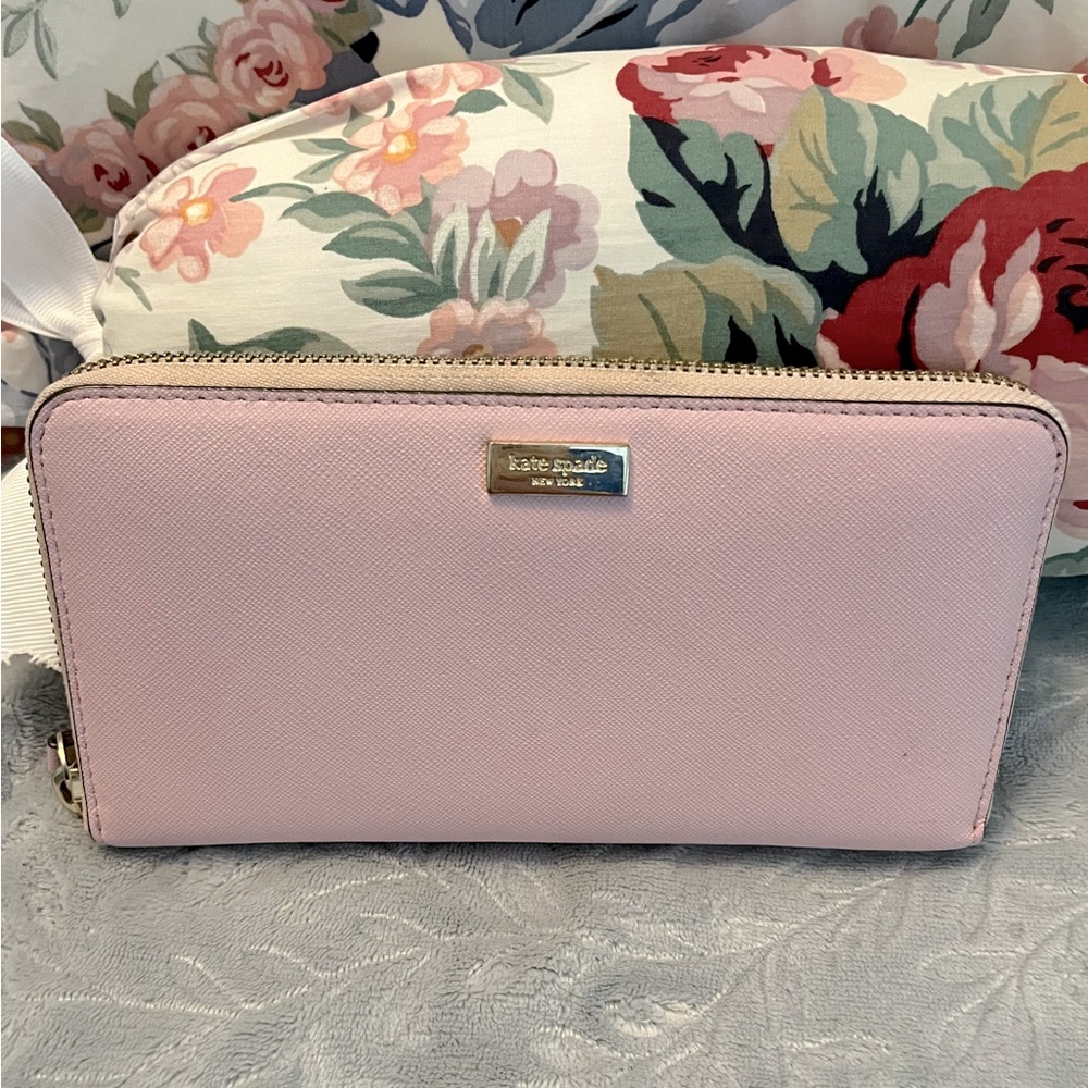 Kate Spade Pink Saffiano Leather Madison Zip Around Wallet